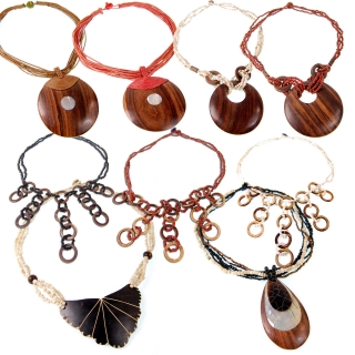Seestern Halskette exotischer Modeschmuck mit Holz & Perlmut Anhngern