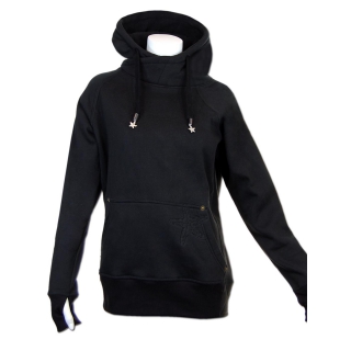 SEESTERN Damen Langes Kapuzen Sweat Shirt Pullover Hoody Jumper Sweater GrXS-XXL /1321 Schwarz XS