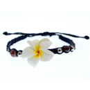Seestern Armband Modeschmuck Frangipani Blüten / Blumen Design variable Größe JW1501.schwarz