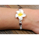 Seestern Armband Modeschmuck Frangipani Blüten / Blumen Design variable Größe JW1501.weiß