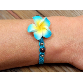 Seestern Armband Modeschmuck Frangipani Blüten / Blumen Design variable Größe JW1501.hellblau