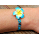 Seestern Armband Modeschmuck Frangipani Blüten / Blumen Design variable Größe JW1501.hellblau
