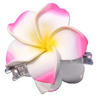 SEESTERN Bali Hawaii Haarklammer 2 Frangipani Blüten aus Moosgummi, Haarspange Rosa