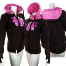 SEESTERN Damen Kapuzen Sweat Shirt Jacke Kapuzen Pullover Hoody Sweater S - XXL SW1123.braun_rosa XXS
