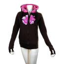 SEESTERN Damen Kapuzen Sweat Shirt Jacke Kapuzen Pullover Hoody Sweater S - XXL SW1123.braun_rosa XXS