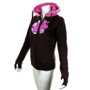 SEESTERN Damen Kapuzen Sweat Shirt Jacke Kapuzen Pullover Hoody Sweater S - XXL SW1123.braun_rosa XXS