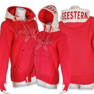 SEESTERN Damen Kapuzen Sweat Shirt Jacke Pullover Zip Hoody Sweater Gr.XS-XXL /1222 Sorbet S
