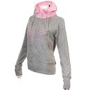 SEESTERN Damen Kapuzen Sweat Shirt Jacke Pullover Zip Hoody Sweater Gr.XS-XXL Grau S