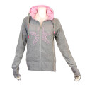 SEESTERN Damen Kapuzen Sweat Shirt Jacke Pullover Zip Hoody Sweater Gr.XS-XXL Grau S