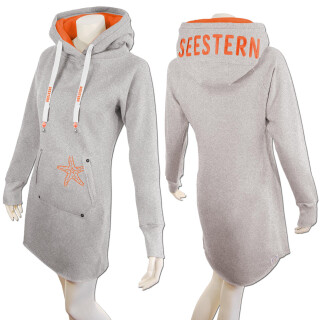 SEESTERN Damen Langes Kapuzen Sweat Shirt Pullover Hoody Sweater Gr.XS-3XL /1525 Grau Orange M
