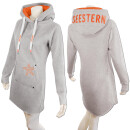 SEESTERN Damen Langes Kapuzen Sweat Shirt Pullover Hoody Sweater Gr.XS-3XL /1525 Grau Orange M