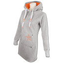 SEESTERN Damen Langes Kapuzen Sweat Shirt Pullover Hoody Sweater Gr.XS-3XL /1525 Grau Orange M