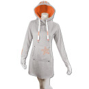 SEESTERN Damen Langes Kapuzen Sweat Shirt Pullover Hoody Sweater Gr.XS-3XL /1525 Grau Orange M