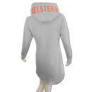 SEESTERN Damen Langes Kapuzen Sweat Shirt Pullover Hoody Sweater Gr.XS-3XL /1525 Grau Orange M