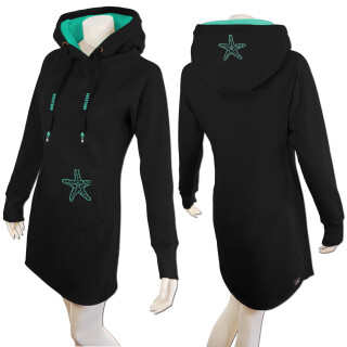 SEESTERN Damen Langes Kapuzen Sweat Shirt Pullover Hoody Sweater Gr.XS-3XL /1525 Schwarz XS