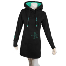SEESTERN Damen Langes Kapuzen Sweat Shirt Pullover Hoody Sweater Gr.XS-3XL /1525 Schwarz M