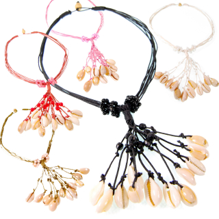 Seestern Halskette exotischer Modeschmuck mit Kauri Muscheln & Knopfverschluß