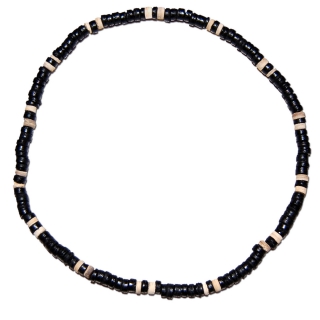 Seestern Halskette Modeschmuck mit Kokos Holz Anhänger variables Halsband 1265JW.schwarz