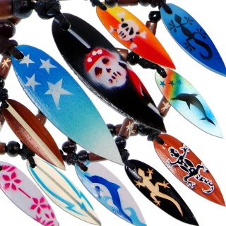 Seestern Halskette Modeschmuck mit Surfboard Holz Anhänger variables Halsband