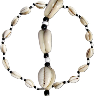 Seestern Halskette Tropischer Modeschmuck aus Kauri Muscheln mit Knopfverschlu 112JW.schwarz