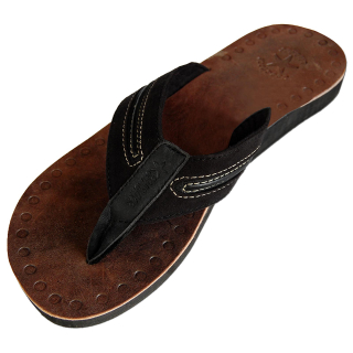 SEESTERN Herren Leder Zehentrenner Zehensandale Zehensteg Sandalen in Größe40-50 Schwarztöne EUR 40