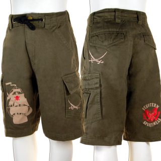 SEESTERN Kinder Piraten Walkshorts Cargo Shorts Bermuda Kurze Hose Creme & Olive Olive 104