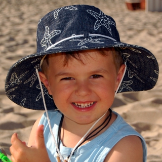 SEESTERN Kinder Sonnenhut Strand Kopfbedeckung Sonnenschutz aus Jeans / Canvas