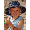 SEESTERN Kinder Sonnenhut Strand Kopfbedeckung Sonnenschutz aus Jeans / Canvas Dunkel Blau Jeans