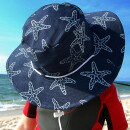 SEESTERN Kinder Sonnenhut Strand Kopfbedeckung Sonnenschutz aus Jeans / Canvas Dunkel Blau Jeans