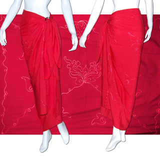 Sarong Pareo Wickeltuch Wickelrock Batik Strand Tuch in weicher Premium Qualität /1201 Rot