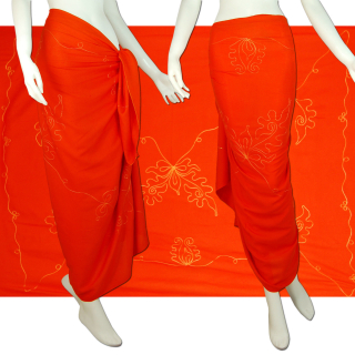 Sarong Pareo Wickeltuch Wickelrock Batik Strand Tuch in weicher Premium Qualität /1201 Orange