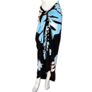 Sarong Pareo Wickeltuch Wickelrock Batik Tuch Hibiscus Blumen /1240 Schwarz_Hellblau