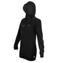 SEESTERN Damen Kapuzen Fleecejacke 2WegeZipper Fleecemantel Fleece Sweatj.XS-4XL /1726 Schwarz S