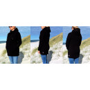 SEESTERN Damen Kapuzen Fleecejacke 2WegeZipper Fleecemantel Fleece Sweatj.XS-4XL /1726 Schwarz S