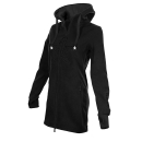 SEESTERN Damen Kapuzen Fleecejacke 2WegeZipper Fleecemantel Fleece Sweatj.XS-4XL /1726 Schwarz L