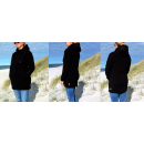 SEESTERN Damen Kapuzen Fleecejacke 2WegeZipper Fleecemantel Fleece Sweatj.XS-4XL /1726 Schwarz XXL