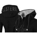 SEESTERN Damen Kapuzen Fleecejacke 2WegeZipper Fleecemantel Fleece Sweatj.XS-4XL /1726 Schwarz_gy XL