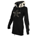 SEESTERN Damen Kapuzen Fleecejacke 2WegeZipper Fleecemantel Fleece Sweatj.XS-4XL /1725 Schwarz_cm XS