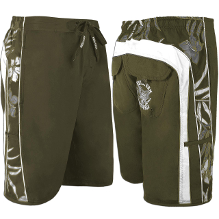 SEESTERN Herren Boardshorts Badeshorts mit Gummizug hinten& Eingrifftaschen S-3XL /1743 Grün XS