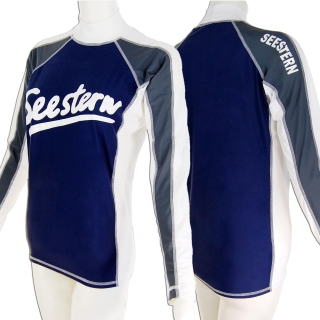 SEESTERN Premium Damen RashGuard Lycra Shirt Surfshirt Badeshirt Langarm XS - XL Blau_1623 XS