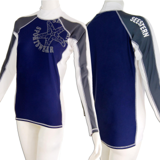 SEESTERN Premium Damen RashGuard Lycra Shirt Surfshirt Badeshirt Langarm XS - XL Blau_1624 XS