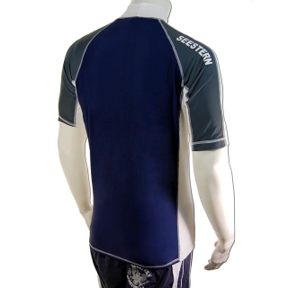 SEESTERN Premium Herren RashGuard Lycra Shirt Surfshirt Badeshirt Kurzarm XS - XL Blau_1641 L
