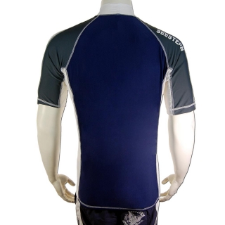 SEESTERN Premium Herren RashGuard Lycra Shirt Surfshirt Badeshirt Kurzarm XS - XL Blau_1641 L