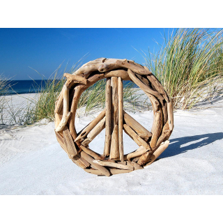 SEESTERN Treibholz Deko m. PEACE ( 30 cm ) Motiv Wanddeko Driftwood Schild Holzdeko /1435