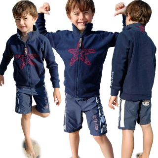 SEESTERN Kinder Fleece Jacke mit Stehkragen Sweater Sweatjacke 92-116 /1609 Blau 86 - 92