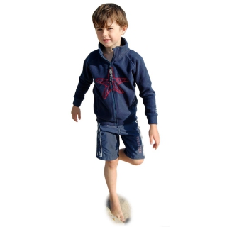 SEESTERN Kinder Fleece Jacke mit Stehkragen Sweater Sweatjacke 92-116 /1609 Blau 110 - 116