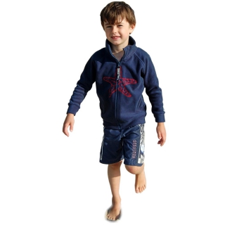 SEESTERN Kinder Fleece Jacke mit Stehkragen Sweater Sweatjacke 92-116 /1609 Blau 110 - 116