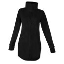 SEESTERN Damen Fleecejacke mit Stehkragen 2WegeZipper Fleecemantel Fleece XS-4XL /1628 Schwarz S