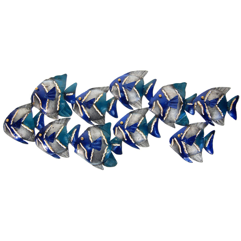 Seestern Sportswear SEESTERN Fischschwarm Metall Wand Deko Verzierung Hänge Wand Dekoration 74cm /1805