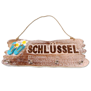 Dekorations Schlüsselbrett Sandalen & Blüten Design Dekobrett Hängeschild 35 x 12 cm /1471